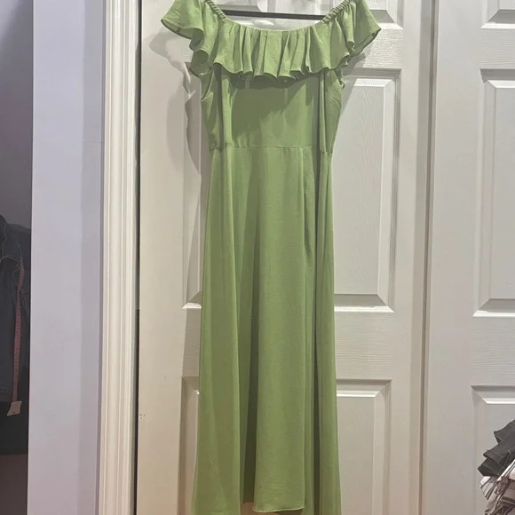 BCBGeneration Lime Green Off-Shoulder Maxi Dress - Picture 1 of 5
